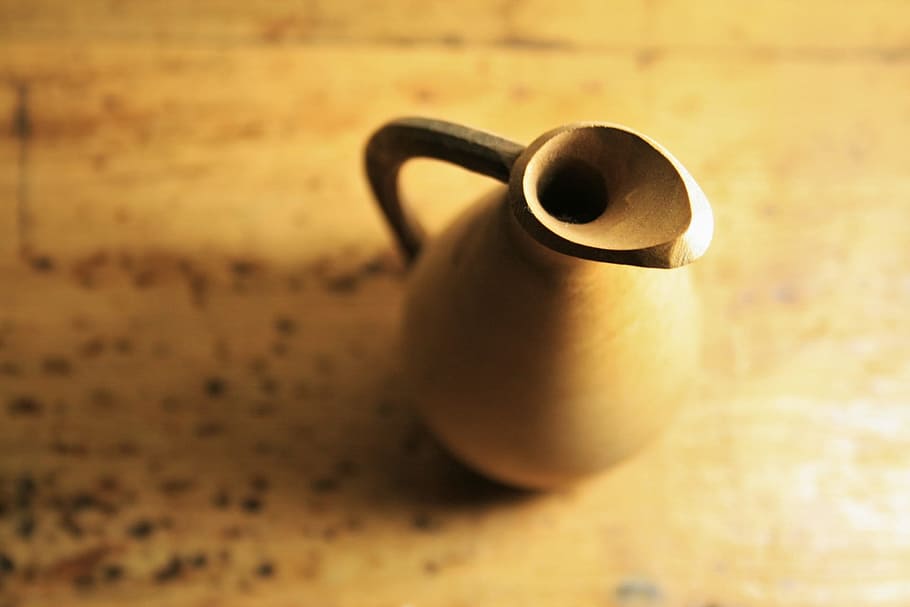 jug, wooden, handle, wood, turned, smooth, beverage, water, elegant, small