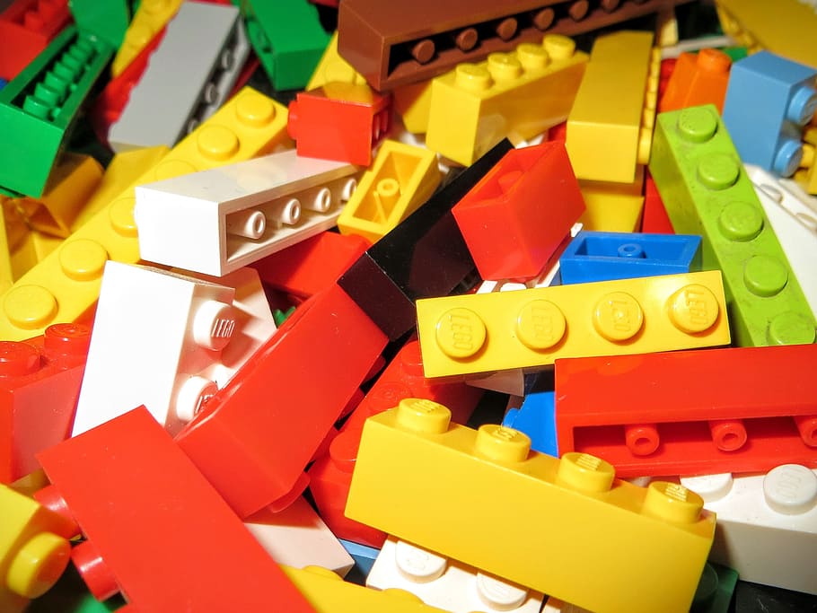 berbagai macam warna, saling, blok lot, lego, multicolor, batu bata, permainan, anak-anak, bangunan, multi-warna