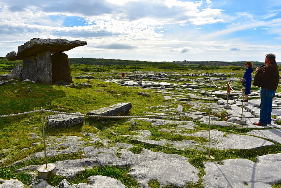 túmulo, portal, dolmen, pedra, enterro, burren, rocha, antiga, clare, irlandês