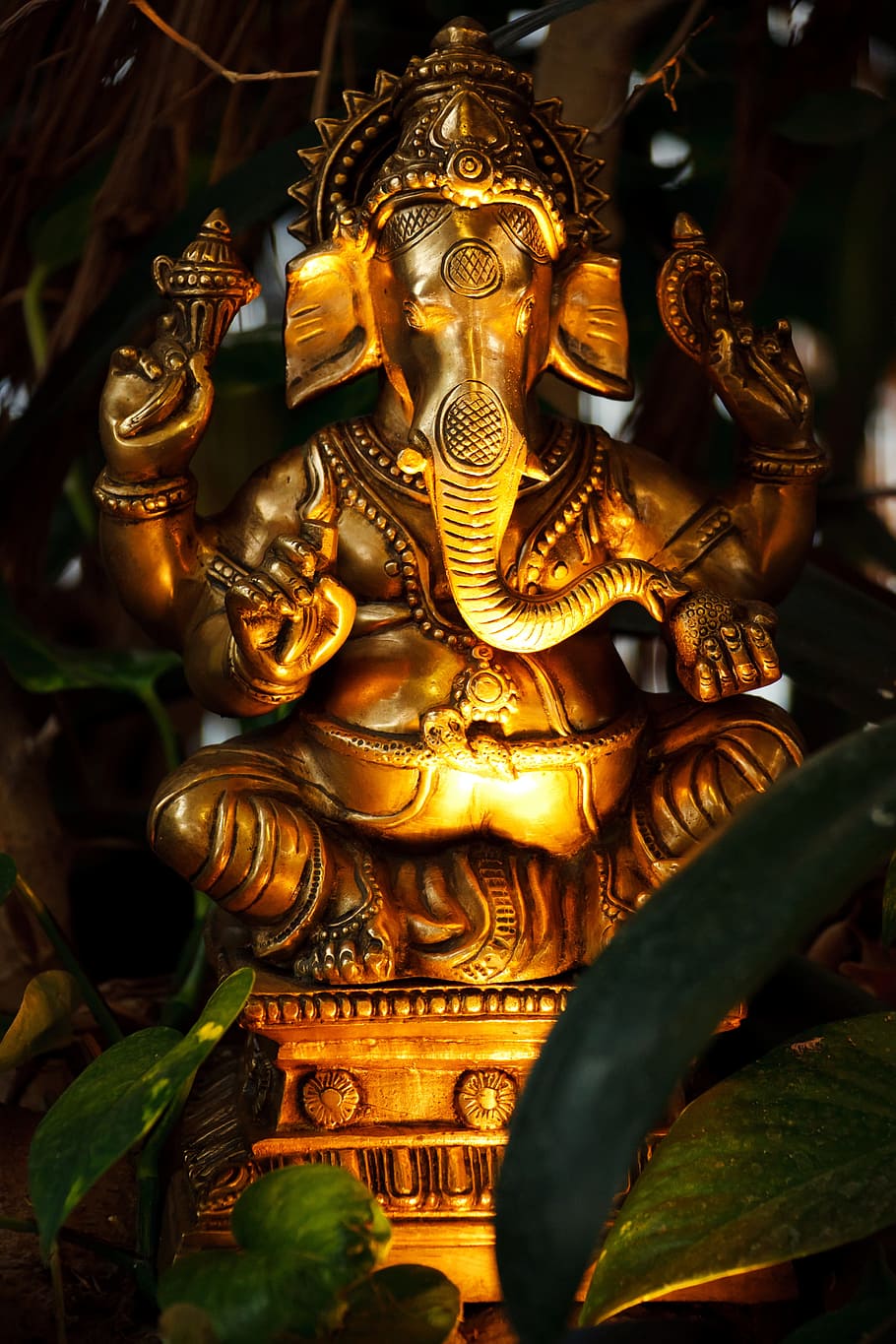 patung emas ganesha, Ganesh, Asia, dekorasi, gajah, wajah, tokoh, Ganesha, dewa, emas