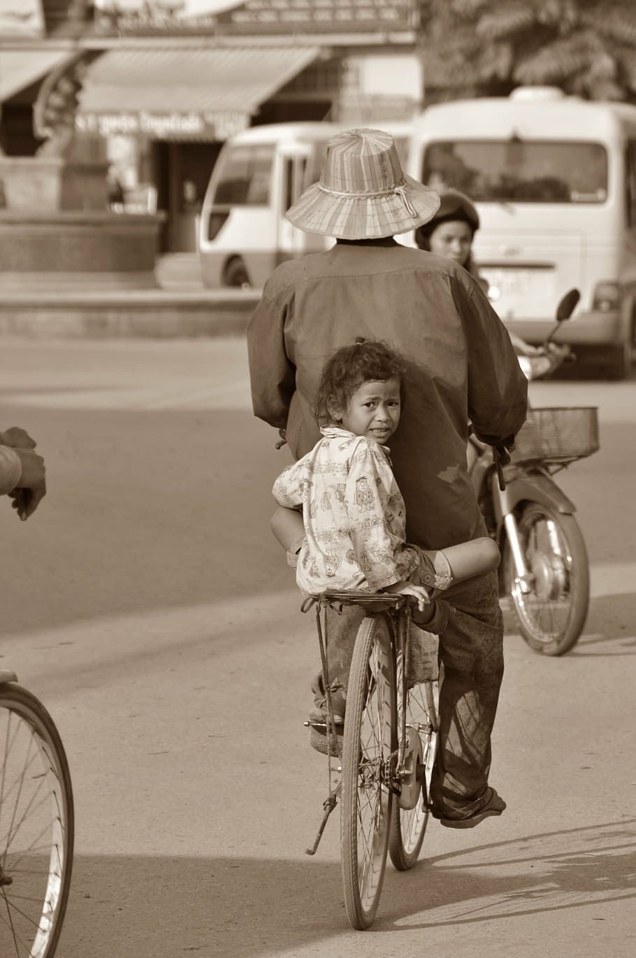 cambodia, girl, child, bike, bicycle, people, transportation, street, city Life, mode of Transport