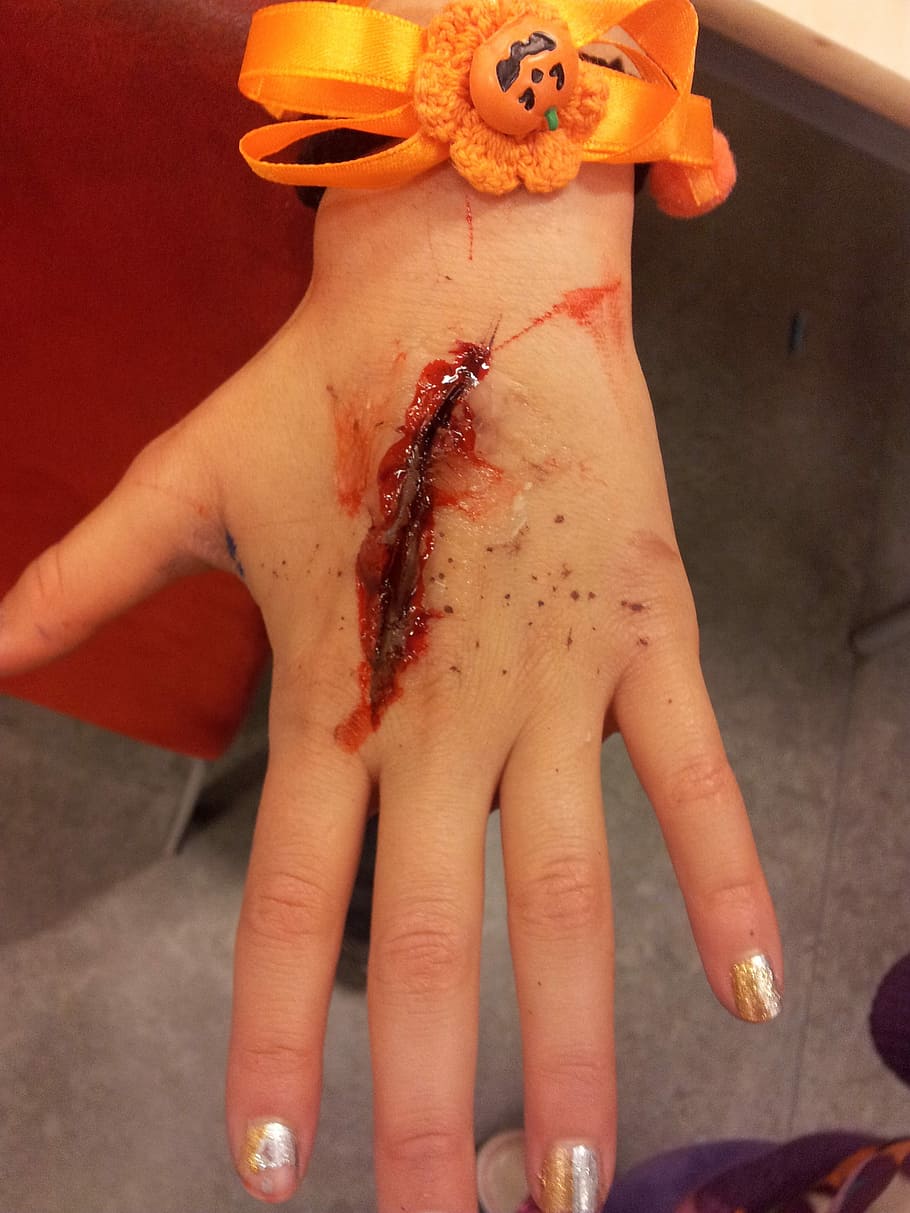 bleeding left hand, bleeding, left hand, hand, wound, blood, halloween, costume, bloody, fake
