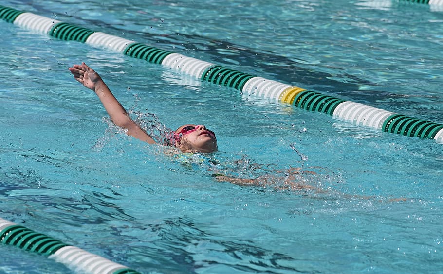 woman in pool, Young, Swimmer, Backstroke, young swimmer, swimming, activity, sport, water, pool