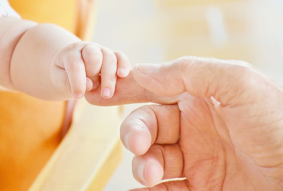 baby, holding, person, index finger, hand, infant, child, father, parents, sweet