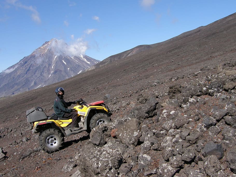 volcano, sands, toxins, the foot, atv, mountains, landscape, nature, kamchatka, open space
