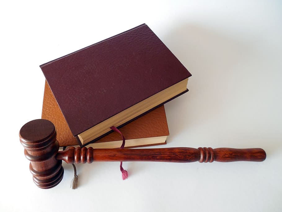 brown, wooden, gavel, two, books, hammer, law, court, lawyer, paragraphs