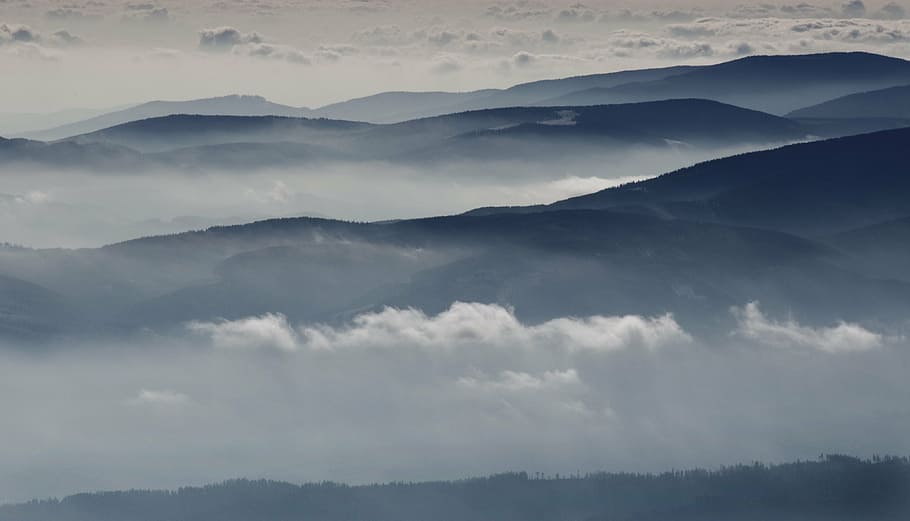 birds eye photography, mountain, clouds, remote, mountains, horizon, cloud, landscape, carpathian mountains, slovakia