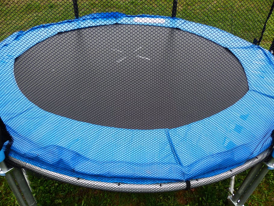 closeup, black, enclosure, Trampoline, Sports Equipment, sport, jump, safety net, play, game device