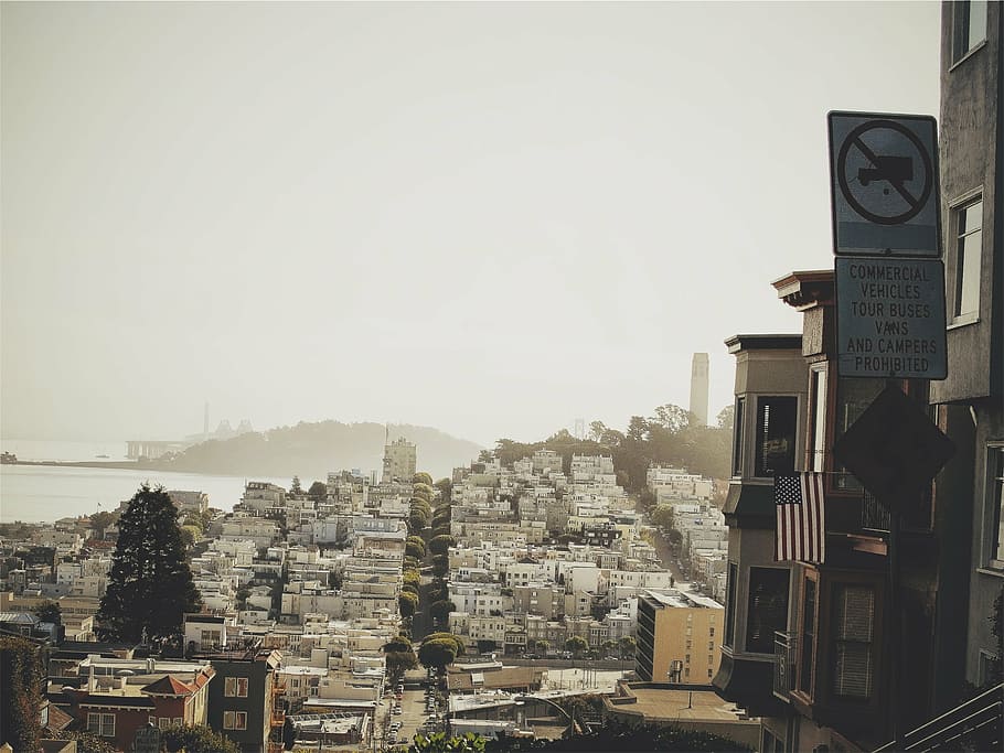 fotografi, hitam, abu-abu, bangunan, areal, foto, siang hari, San Francisco, rumah, kota