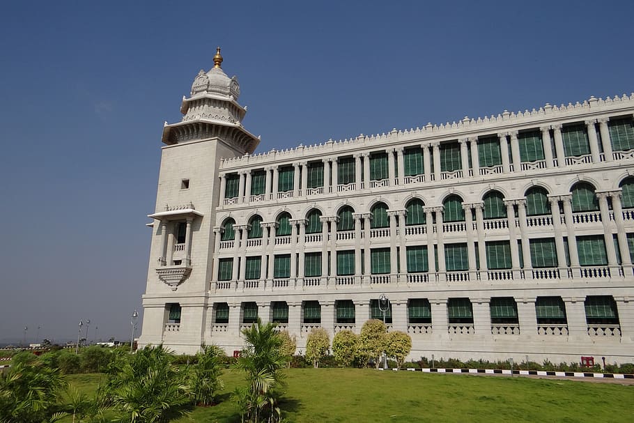 suvarna vidhana soudha, belgaum, legislative building, garden, architecture, karnataka, building, legislature, india, building exterior