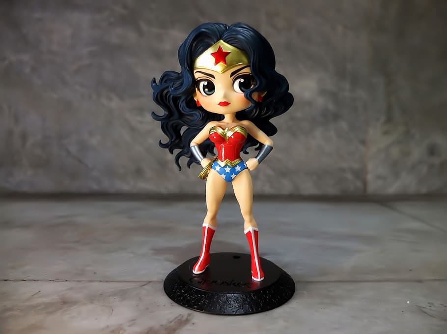 wonder, woman, toy, figurine, small, cute, colorful, painted, plastic, high