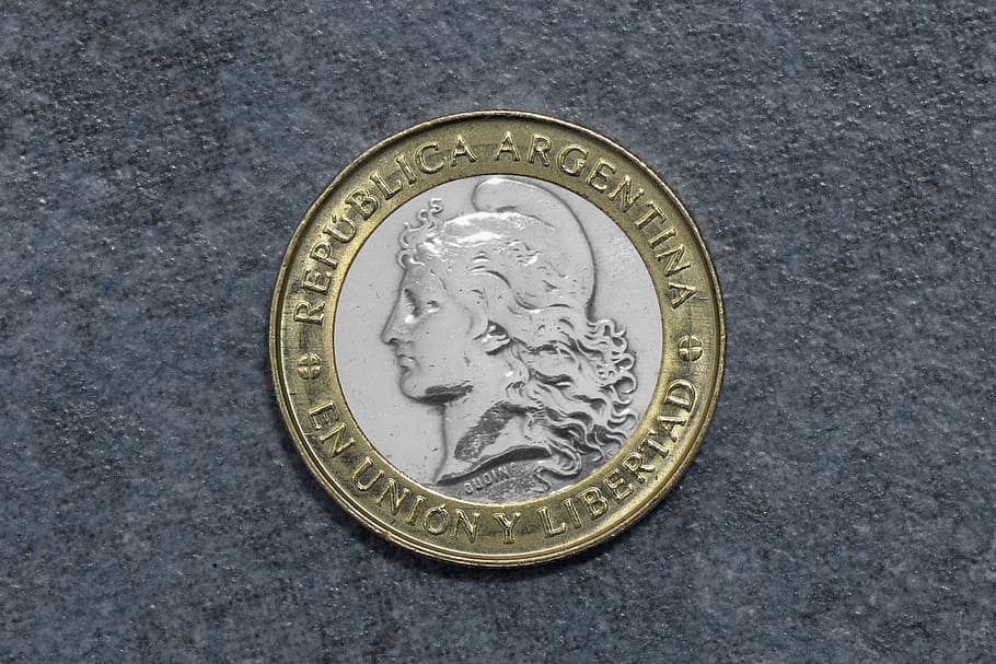 moneda, oro, plata, argentina, anverso, pesos, brillo, redondo, azul, azul y blanco