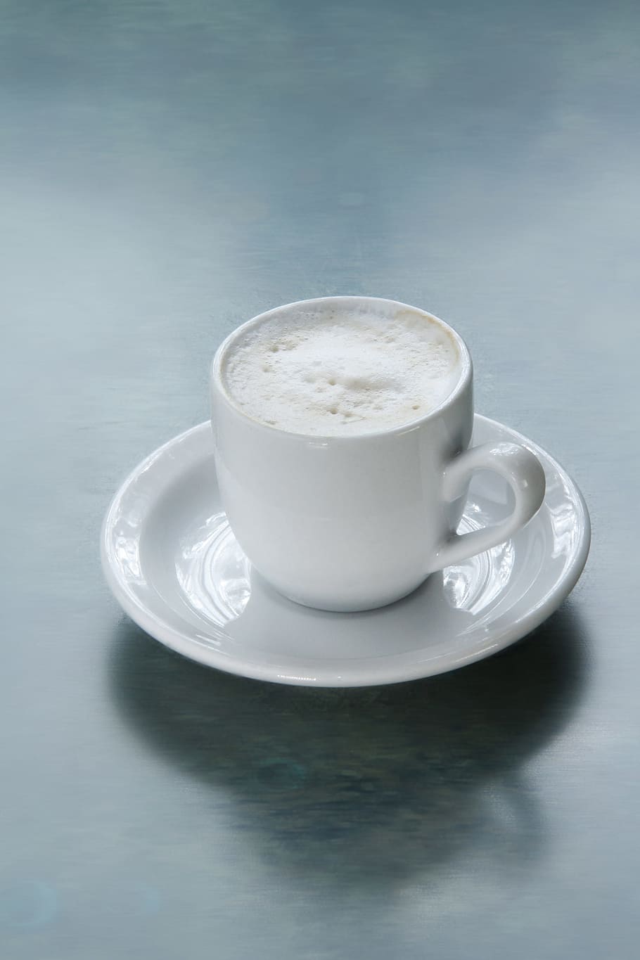 branco, cerâmica, caneca, pires, Cappuccino, com café, xícara de café, marrom café, café, xícara