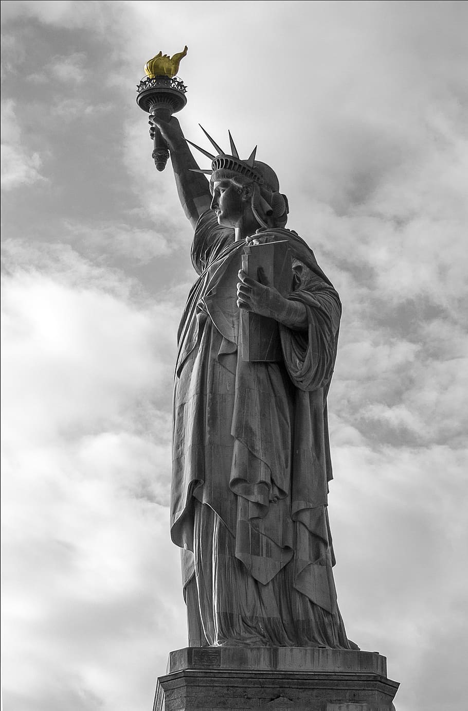 liberty, usa, new york, landmark, statue, symbol, monument, sculpture, art and craft, cloud - sky