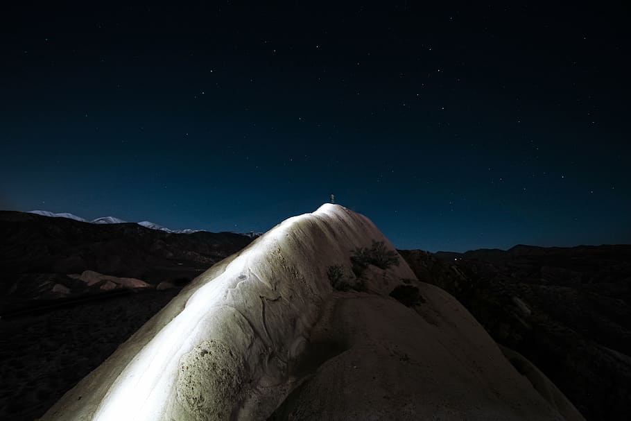 mountain during nighttime, dark, night, nature, landscape, travel, adventure, outdoors, sky, military