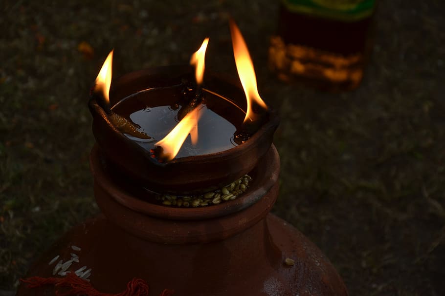 round, black, candle holder, Light, Flame, Fire, Pot, Diya, Indian, fire, pot diya