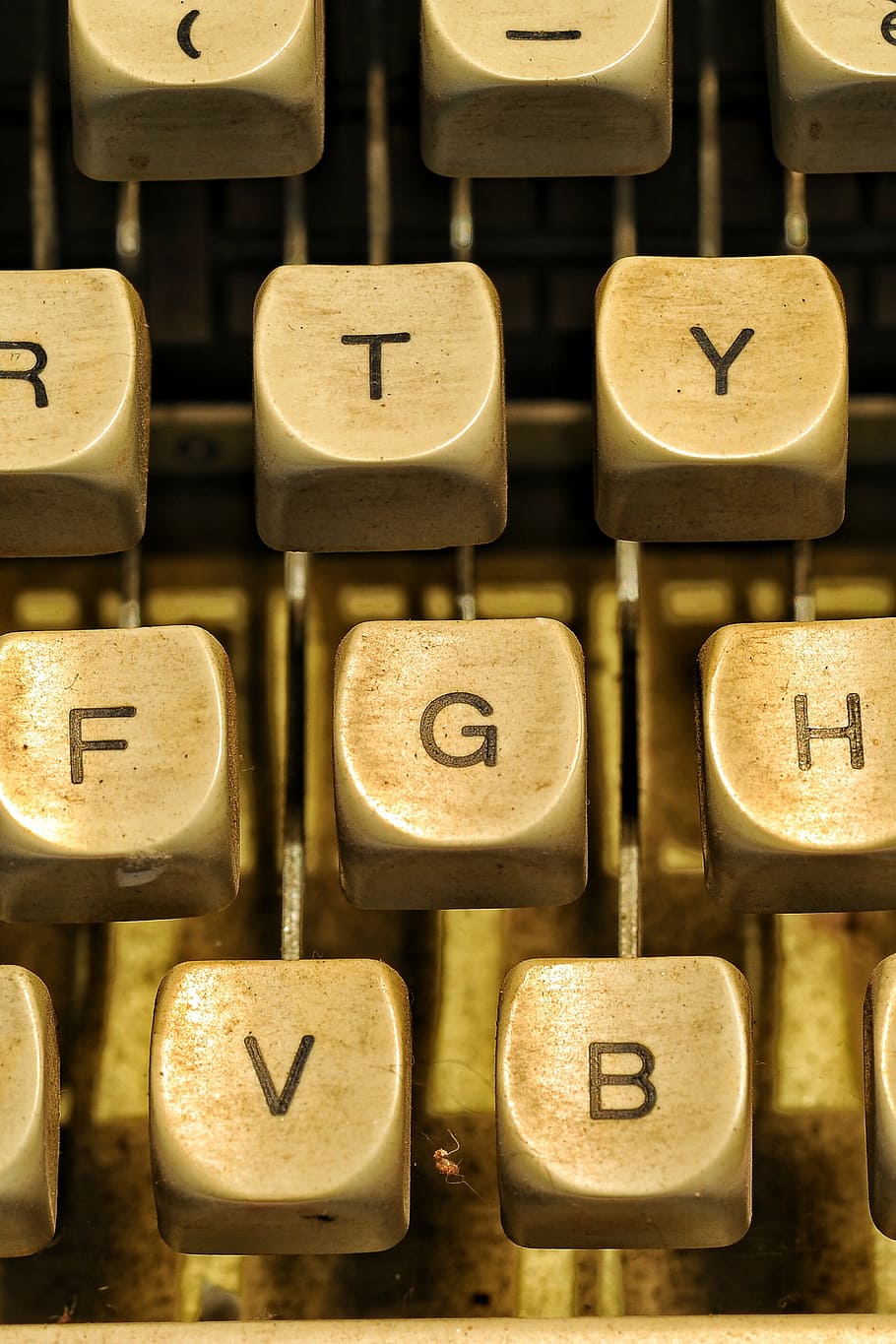 y, f, g, h, v, b typewriter keys, letters, machine, writing, texture