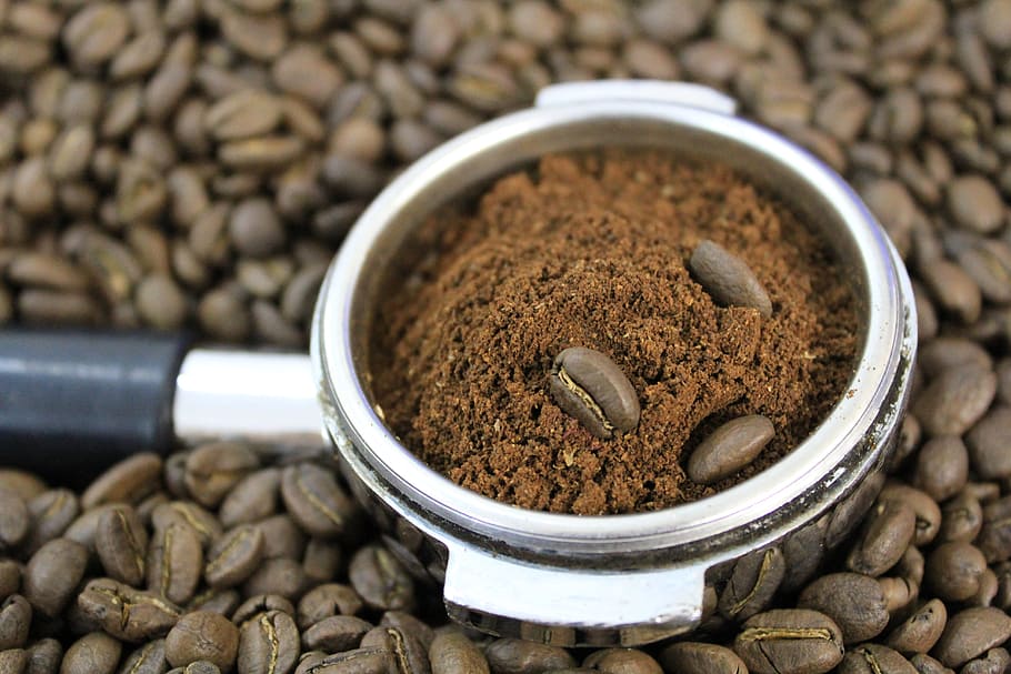 brown coffee bean, holder, coffee, grain, coffee beans, closeup, fried, food and drink, food, freshness