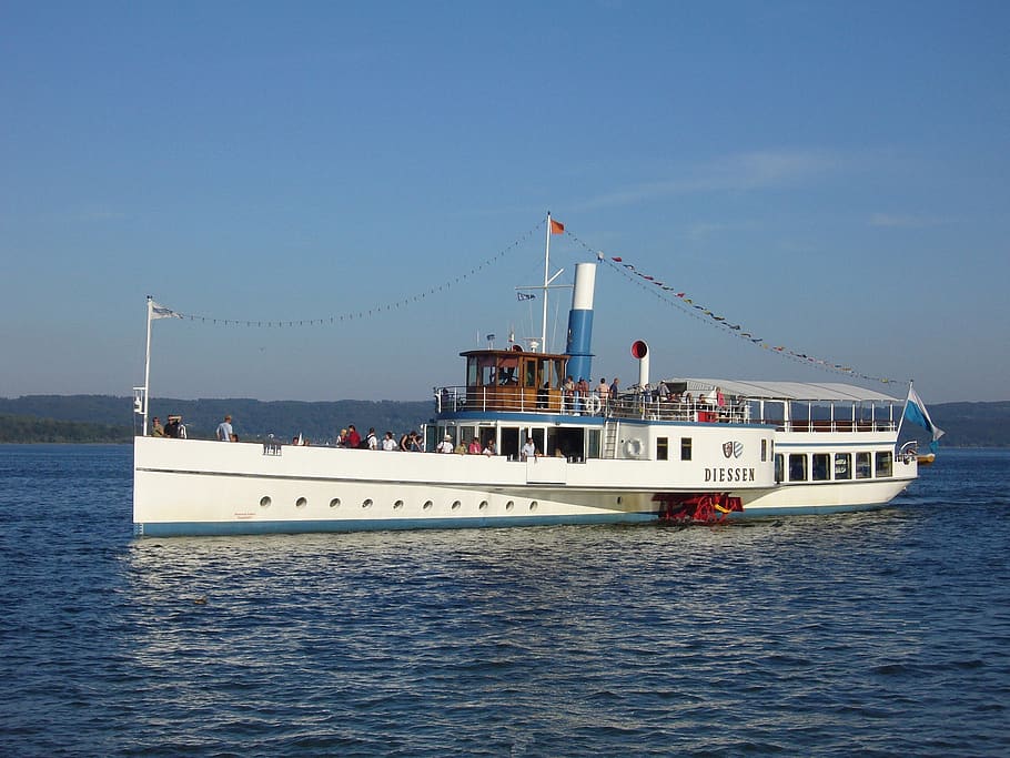 paddle steamer, ammersee, dießen, diessen, ship, steamer, boat trip, historically, tourism, lake