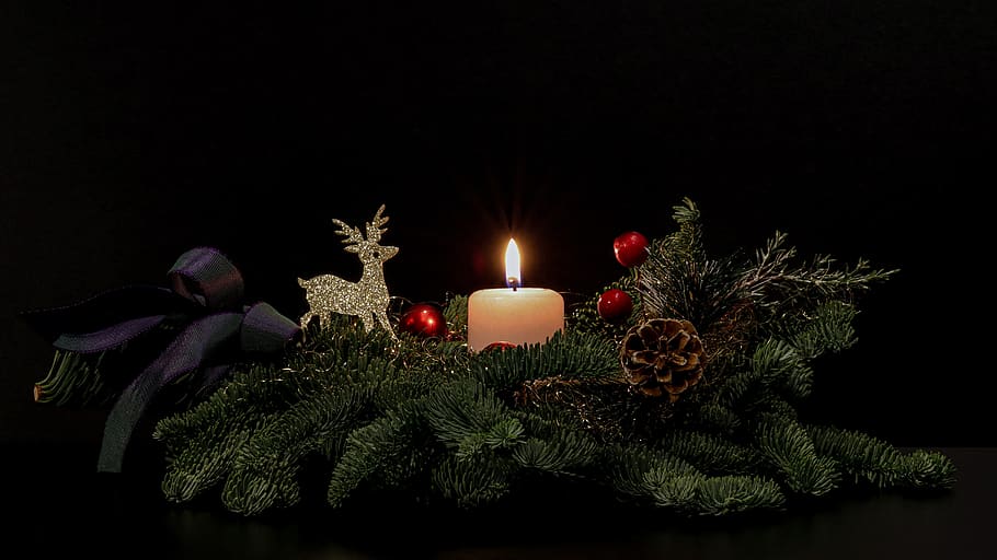 advent arrangement, advent, christmas jewelry, light, flame, candle, shining, candlelight, advent greeting, christmas greeting
