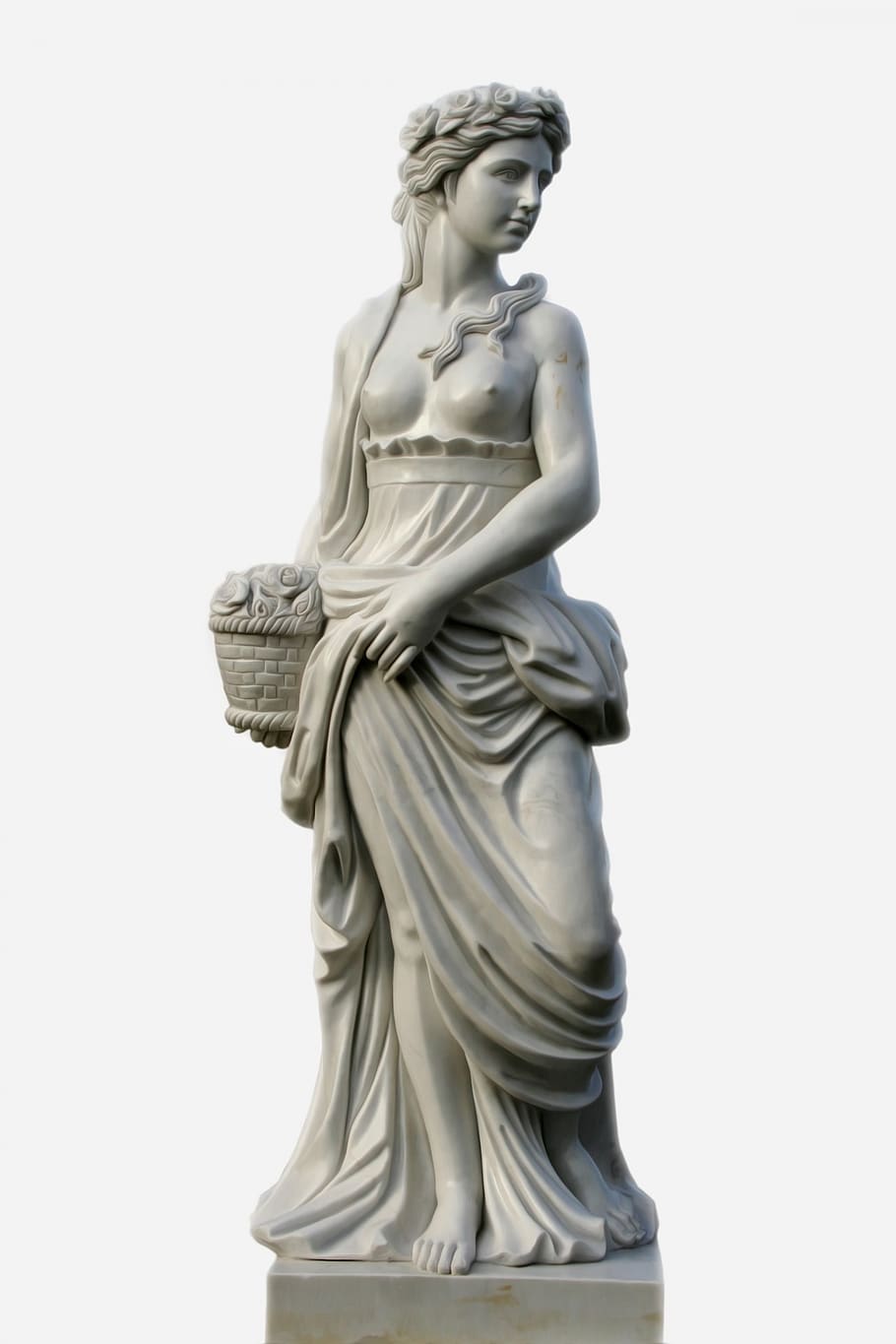 femenino, romano, estatua, fondo aislado, detalle, recorte, escultura, representación humana, representación, arte y artesanía