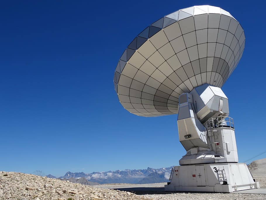 white, heavy, satellite, blue, sky, radio telescope, astronomy, bure peak, antenna, technology