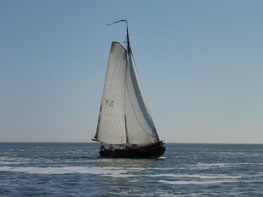 body of water, sea, sailing boat, craft, flat bottom, wadden sea, nautical vessel, water, sky, horizon