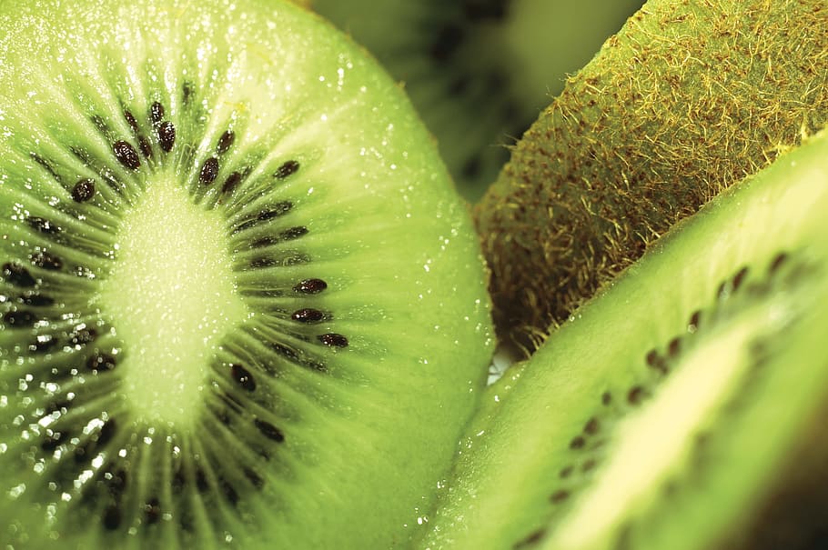fotografi close-up, irisan, buah kiwi, Kiwi, Brasil, Buah, Eksotis, quiui, buah brasil, hijau