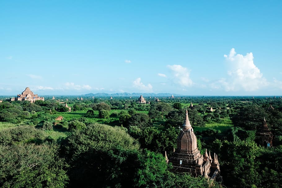 Desejo de viajar, Bagan, Myanmar, céu, nuvem - céu, ninguém, história, dia, paisagem, plantar