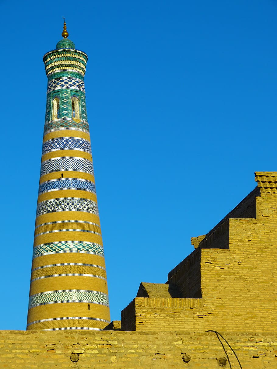 khiva, kihva, minaret, chodja islam minaret, unesco world heritage, museum city, abendstimmung, uzbekistan, tower, architecture