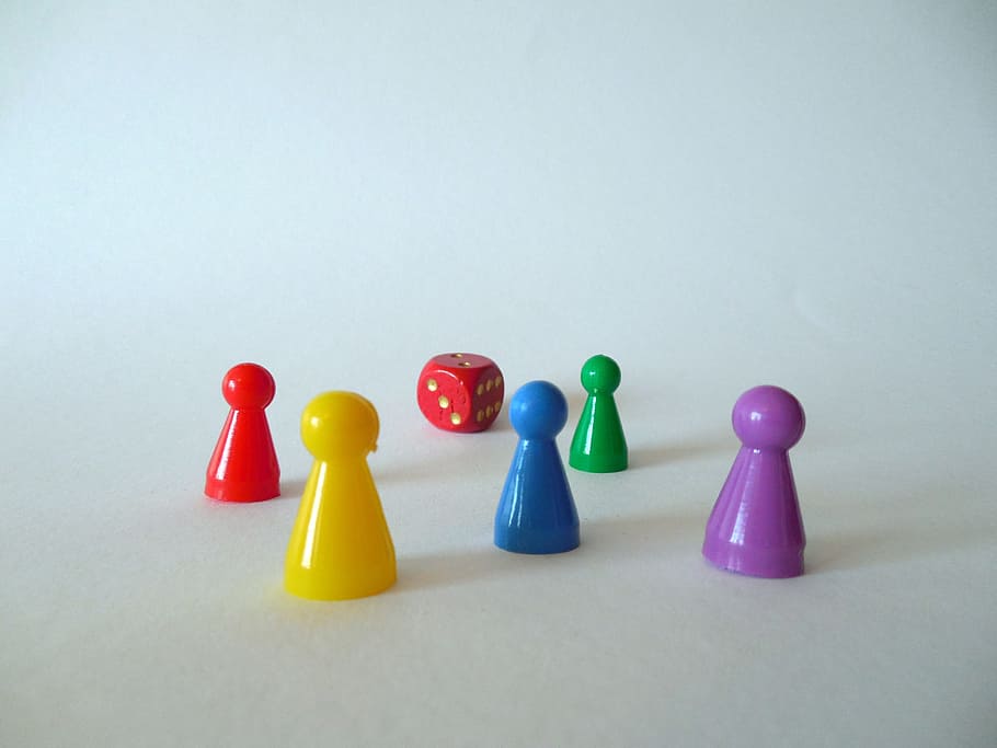 red, dice, five, piece, plastic toys, red dice, five piece, figures, game characters, cube