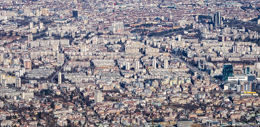 aerial view, crowded, urban, landscape, congestion, building exterior, architecture, built structure, cityscape, city