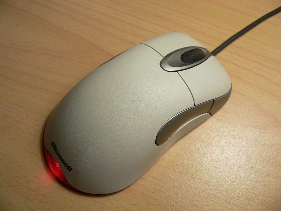 white, microsoft mouse, table, mouse, computer, hardware, technology, internet, device, pc