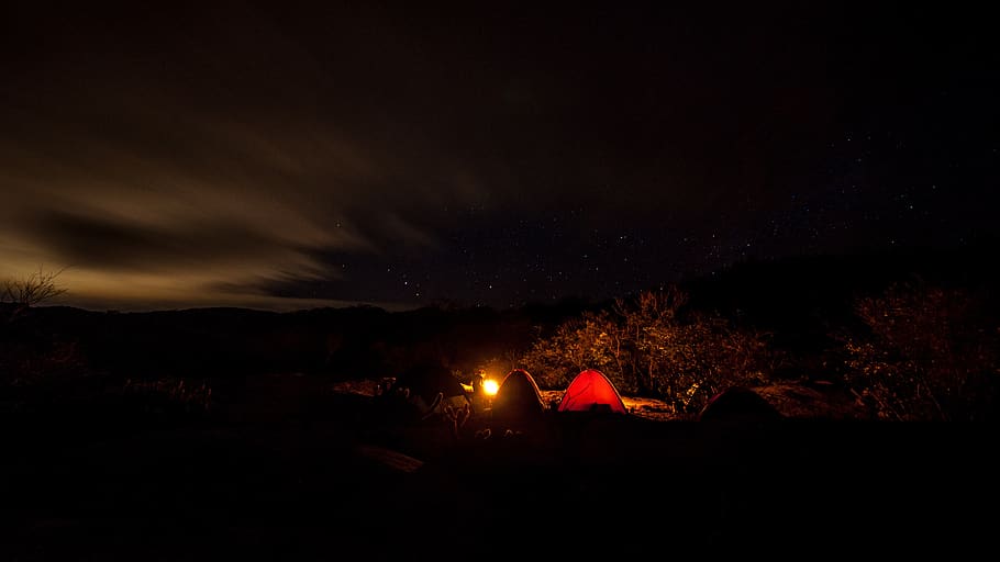 acampamento, aventura, lazer, fogo, natureza, barraca, paisagem, longa exposição, céu, noite