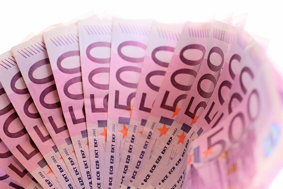 500紙幣ロット, ドル紙幣, お金, 500ユーロ, ユーロ, 通貨, 紙幣, 現金および現金同等物, 金融, ヨーロッパ