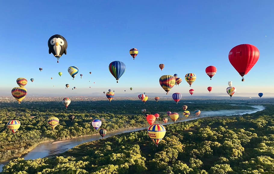 albuquerque, balloons, ballooning, sky, air vehicle, mid-air, hot air balloon, balloon, flying, transportation