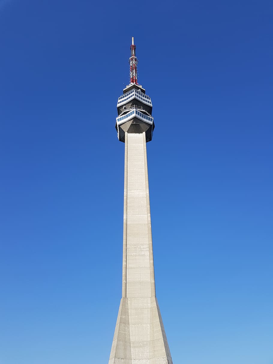 avala, tower, belgrade, serbia, balkan, architecture, built structure, tall - high, sky, clear sky