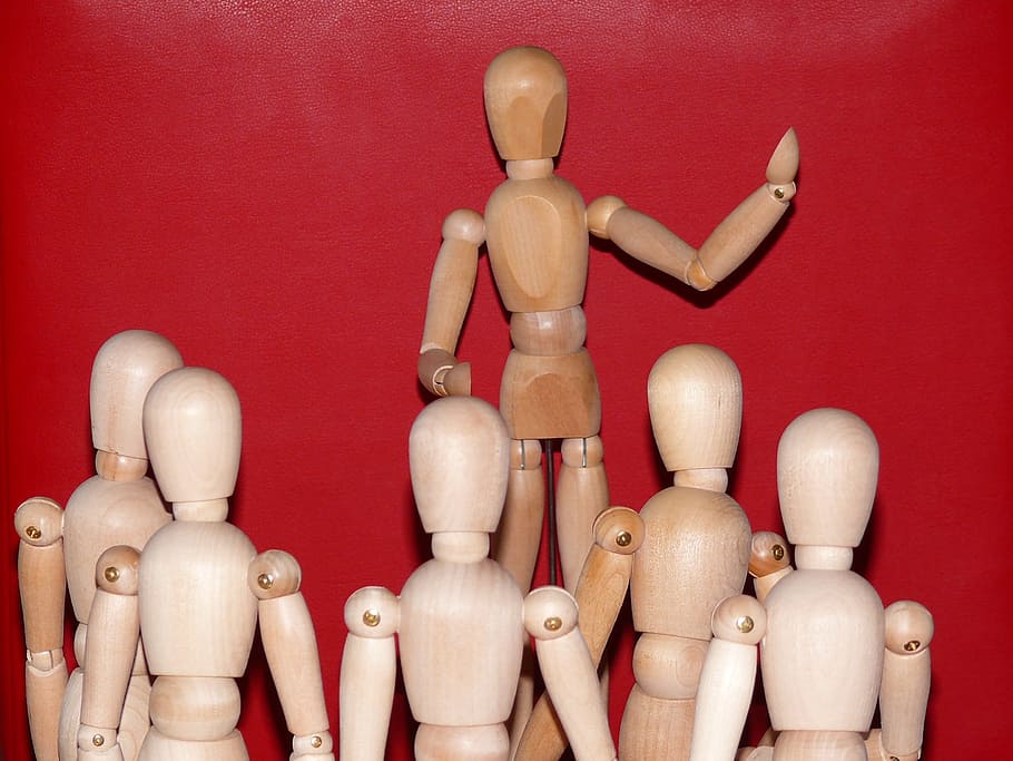 brown, wooden, training dummies, Lecture, Articulated, Male, Figures, articulated male, speech, figure