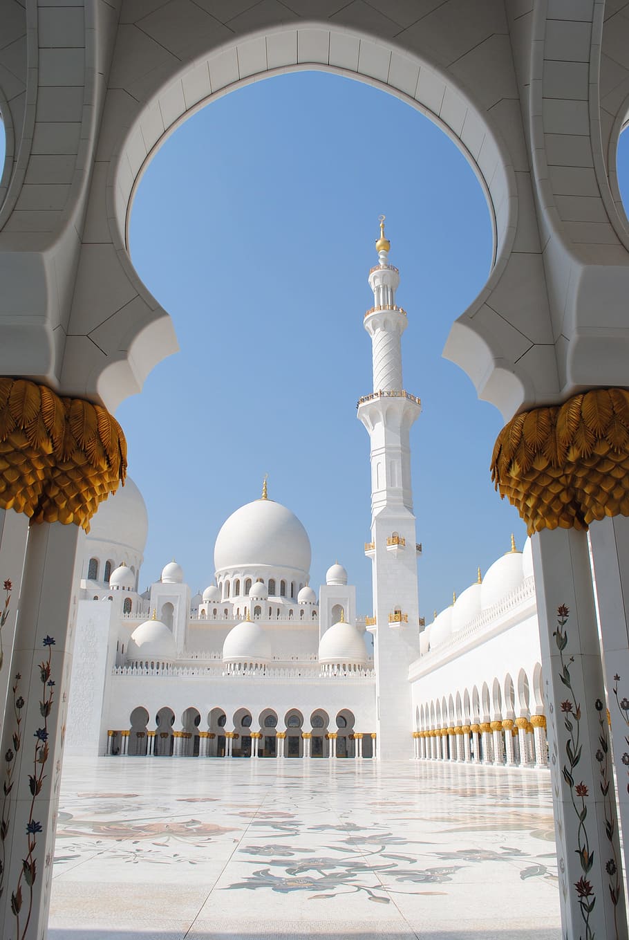 Abu Dhabi, White Mosque, mosque, emirates, orient, sheikh zayid mosque, islam, places of interest, dome, travel destinations