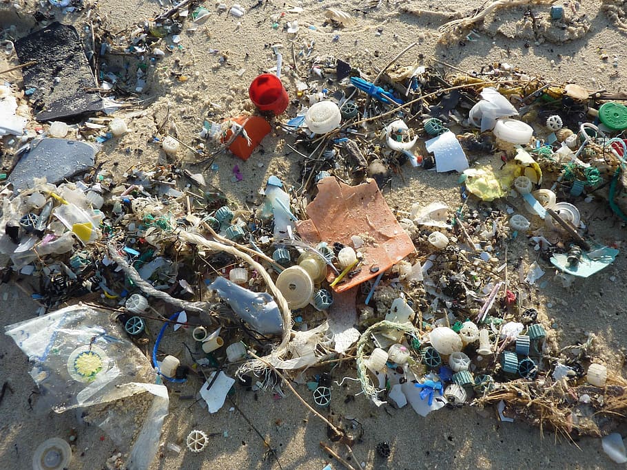 basura en la orilla del mar, disfraz, plástico, desechos, mar, yegua, contaminación, costa, ufer, filamento