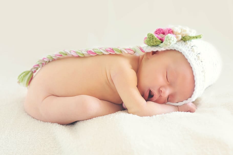 fotografia, bebê, dormindo, menina, bebê dormindo, bonito, criança, recém-nascido, deitado, pequeno