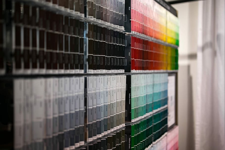 muestras de color, pared, color, muestras, diseño, pintura, muestra, paleta, cerca, estante