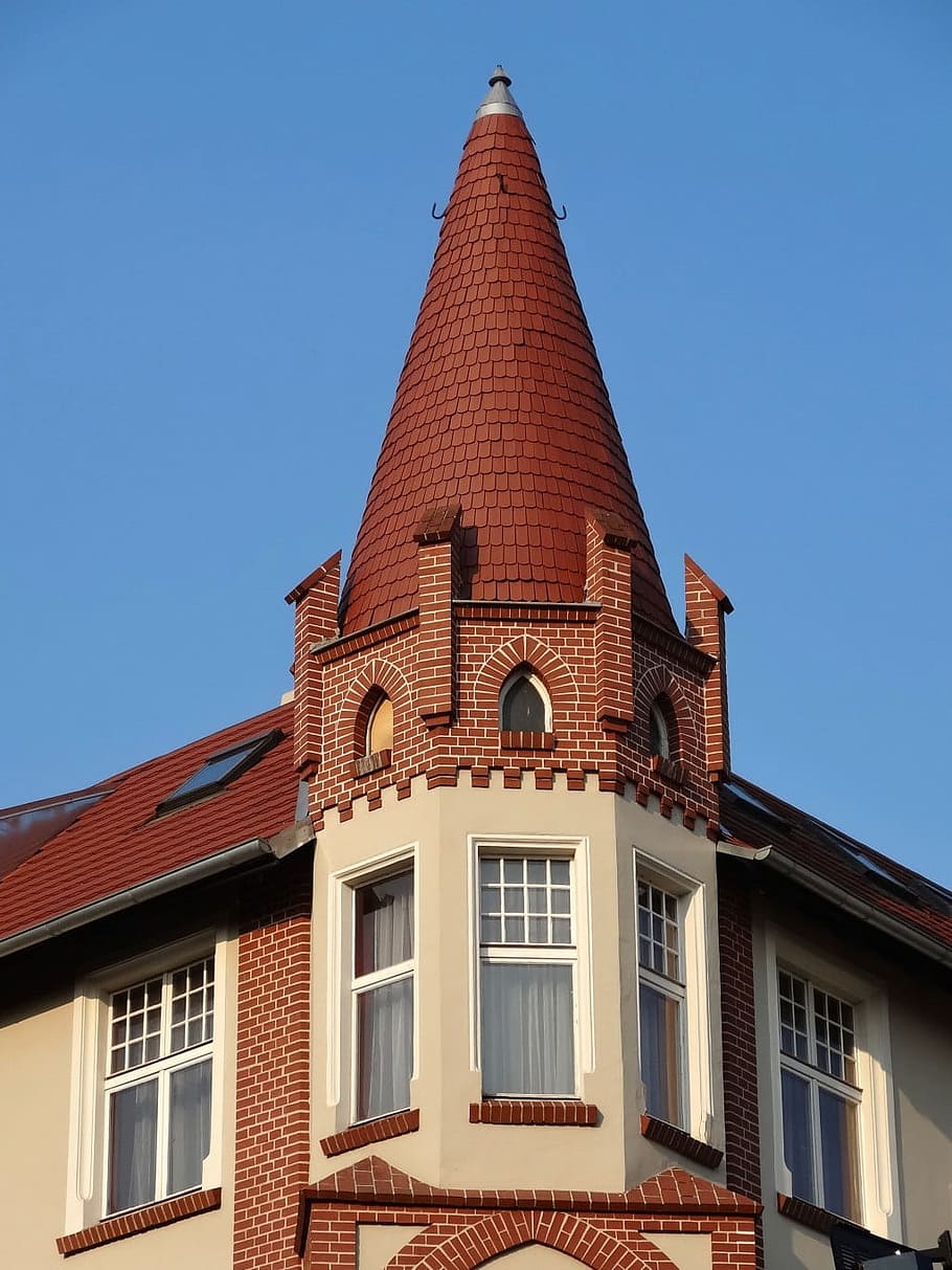 Bydgoszcz, Polônia, Torre, Edifício, construção, casa, fachada, arquitetura, janela, azul