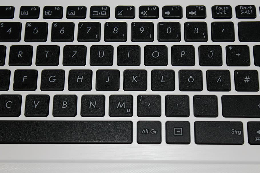 teclado, laptop, teclas, datailaufnahme, teclado de computadora, notebook, blanco, letras, electrónica, computadora