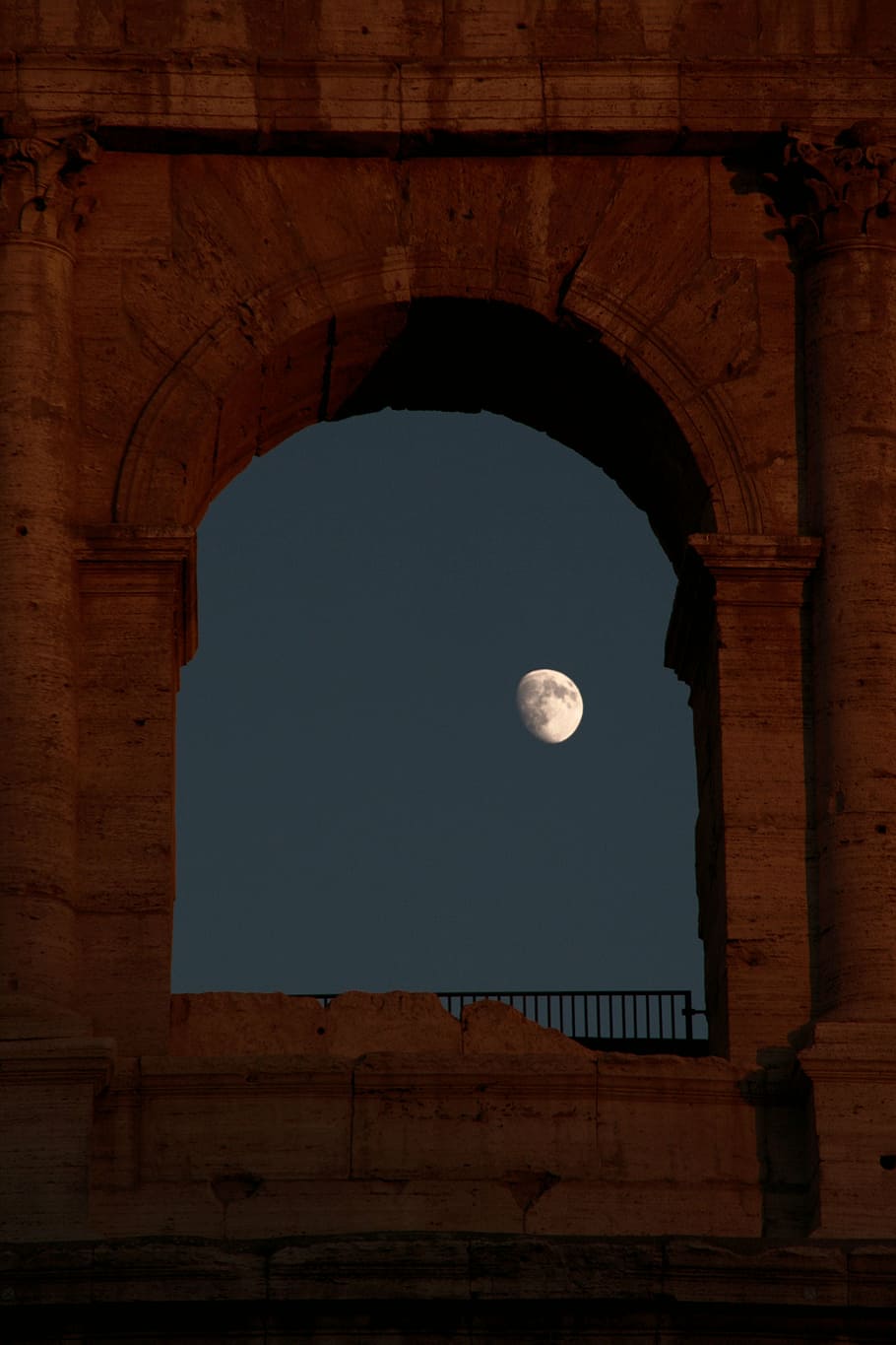 grey concrete structure, rome, colosseum, moon, window, italy, building, antiquity, roman, historically
