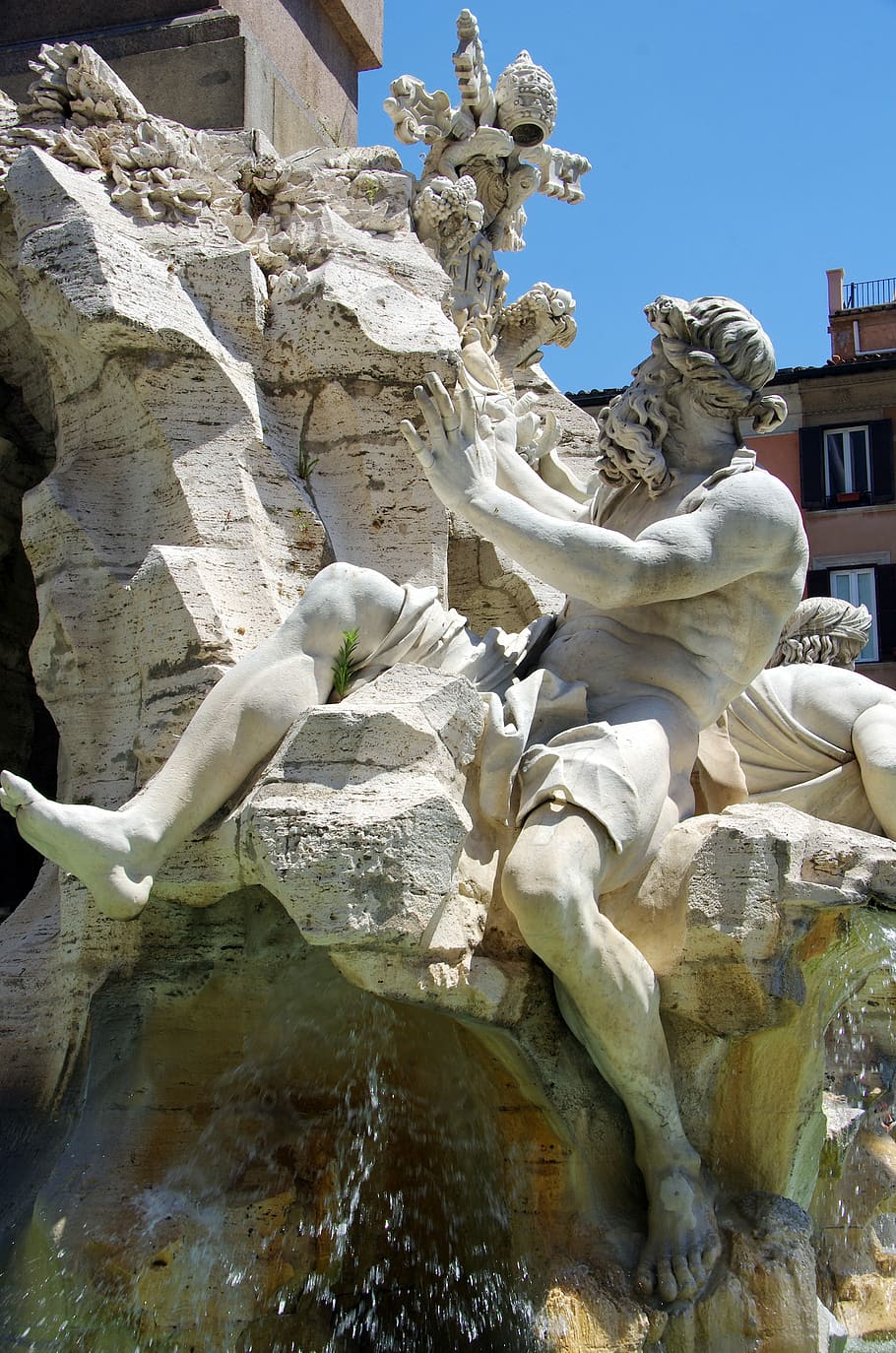 Italia, Roma, Plazza del Popolo, fuente, Neptuno, estatua, mármol, monumento histórico, escultura, arte y artesanía