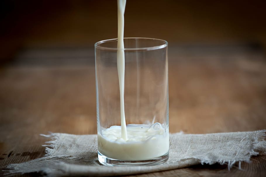 clear, drinking glass, pouring, milk, glass, white, cow's milk, drink, frisch, food