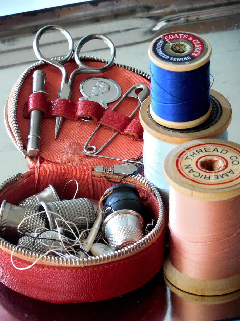 closeup, photography, sewing kits, sewing, notions, fashion, thread, tailor, sew, needle