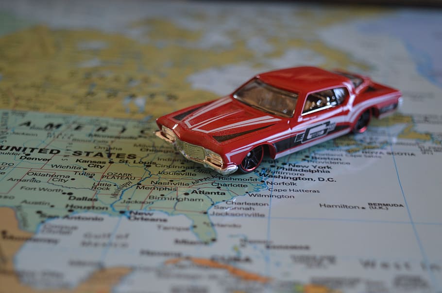 red, muscle, car, die-cast, scale, model, map, sketch, muscle car, scale model