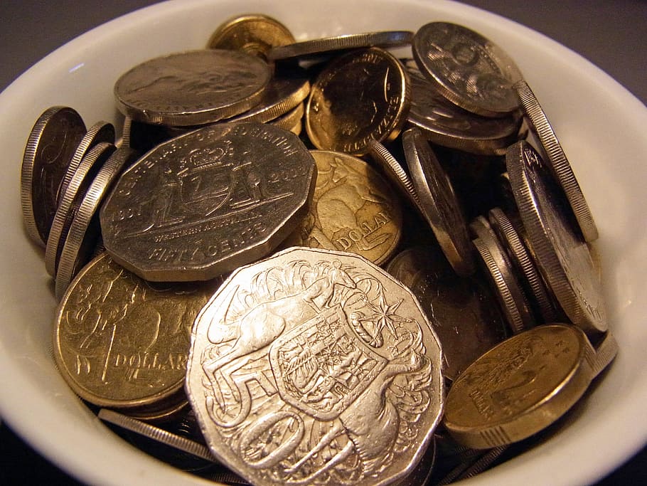 lote de monedas de color dorado, cuenco, monedas australianas, dinero, efectivo, moneda, plata, oro, dólar, australiano